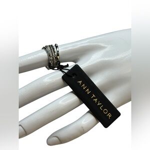 Ann Taylor Silver Tone Stacking Rings Set Sz 6